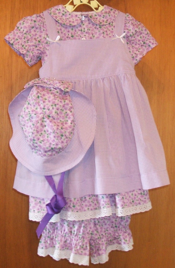 Purple Print Little Girls Dress set