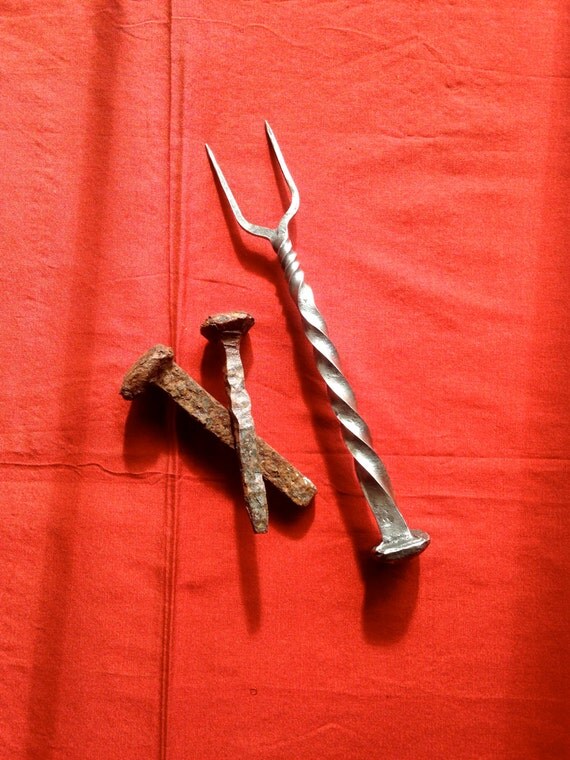 Railroad Spike Fork Carving Fork Blacksmith Made Handmade