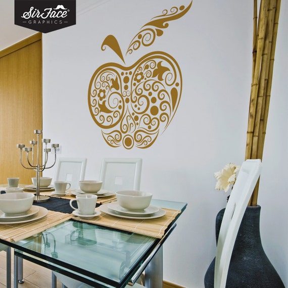 Apple Wall Decal Nature Wall Decal Kitchen by SirFaceGraphics