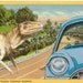 OOAK One of a Kind Original Artwork Paper Collage Art Postcard Funny Dinosaur