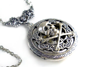 Pirate Plunder - Round Silver Scent Locket Necklace Jewelry