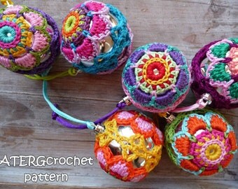 SALE - Crochet pattern Christmasball flower by ATERGcrochet