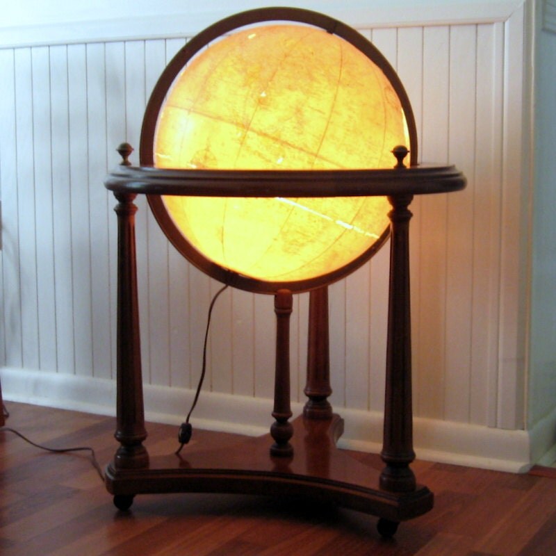 Vintage Lighted Replogle 16″ Heirloom Globe with Brandt Furniture Stand ...