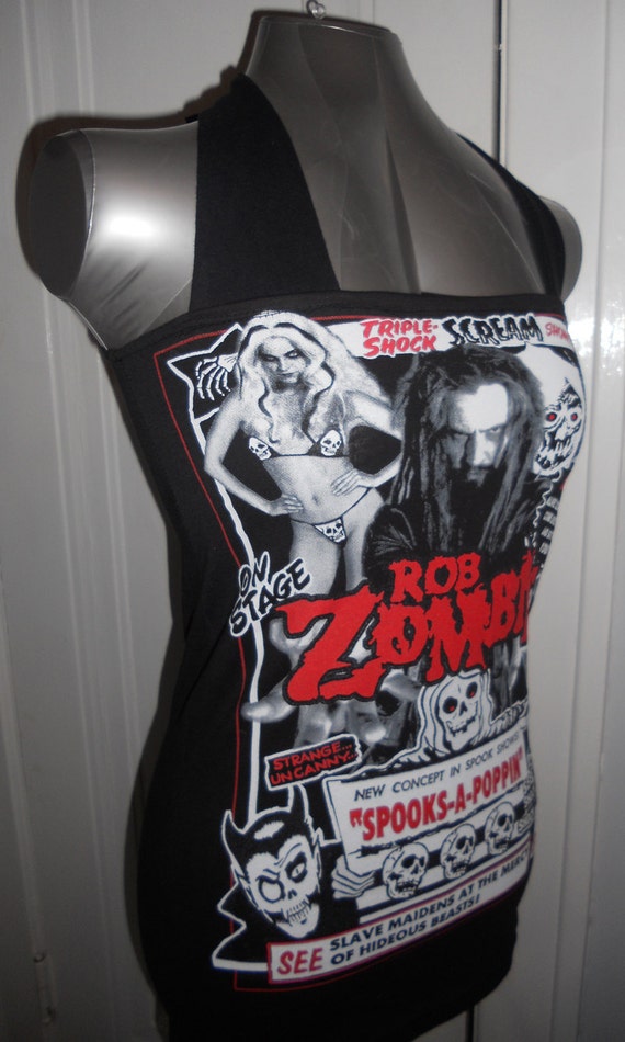 Rob Zombie tshirt handmade diy halter top band shirt. Many