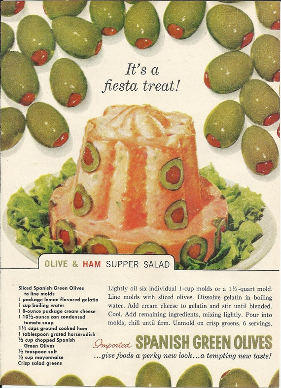 Spanish Green Olives Original 1961 Vintage Print Ad with