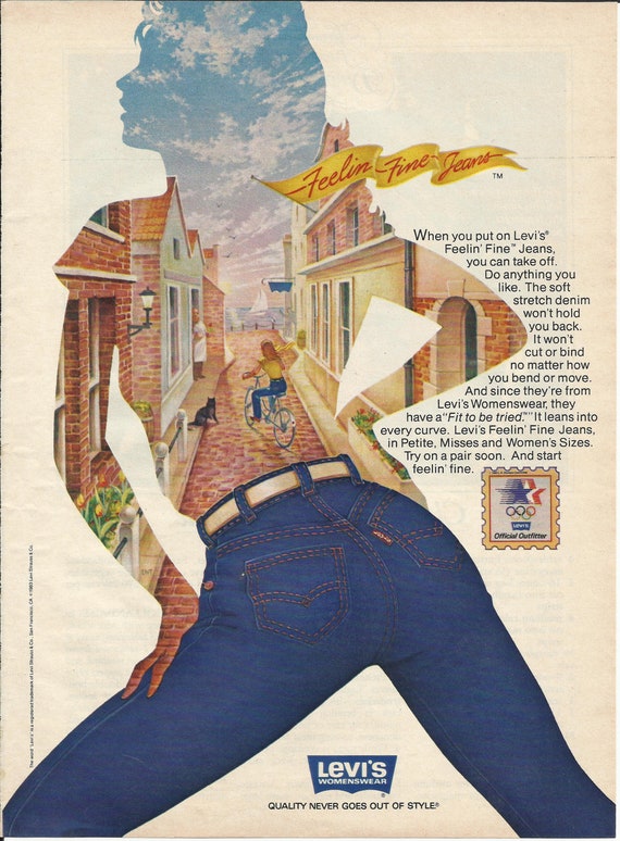 Levi's Blue Jeans Original 1983 Vintage Print Ad w/ Color Mod ...