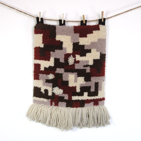 Abstract Latch Hook Wall Hanging / Textile Art