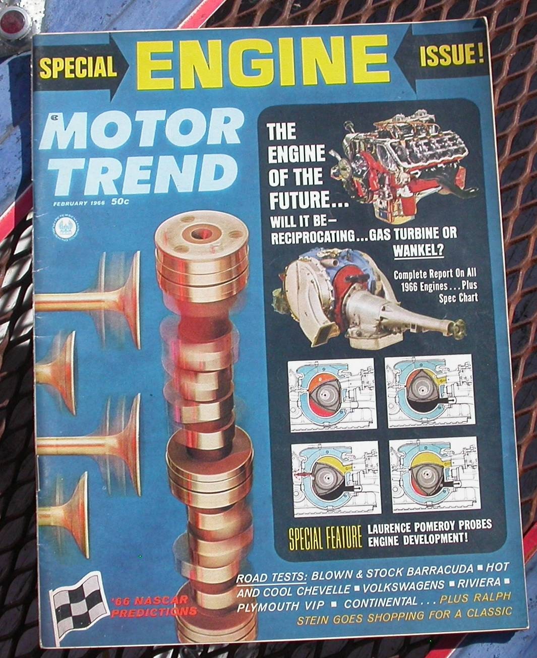 Motor Trend February 1966 vintage magazine race cars