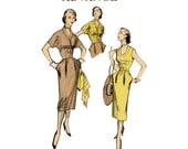 1950s Dress Pattern Bust 32 Advance 5807 Day Evening Sheath Dress with Pencil Skirt and Cropped Bolero Jacket Womens Vintage Sewing Patterns