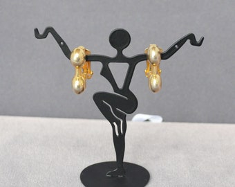 Vintage KENNETH LANE Earrings Gold Signed Clip 1960