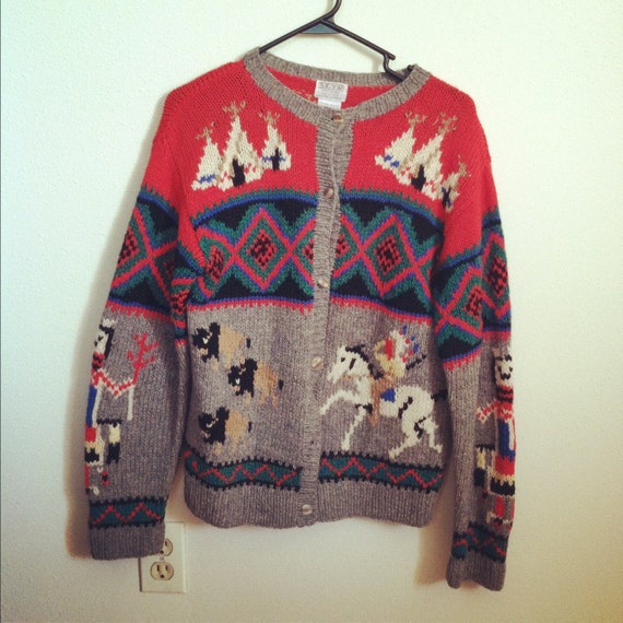 INCREDIBLE WOOL SWEATER Native American Indian by AtomicFoxVintage