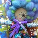AFRO-POM - One-Eyed Mod Girl - Blues and Greens and Purple Hair Net