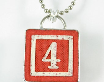 Number 4 Pendant Necklace by XOHandworks on Etsy