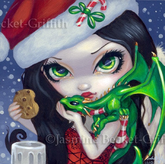Items similar to Faces of Faery 132 christmas santa dragon big eye