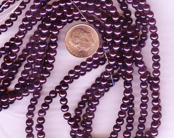 3mm Elegant Deep Purple Glass Pearls 50 pcs