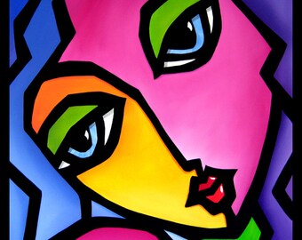 Abstract painting Modern pop Art Contemporary Portrait FACE by Fidostudio - Once Again