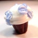 Chocolate Cupcake with Purple Flowers - Handmade Lampwork Glass Bead - Lampwork Cupcake