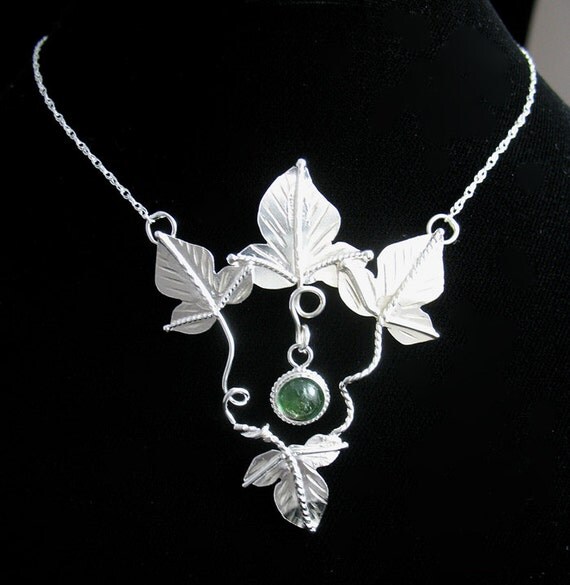 Woodland Bohemian Necklace Elvish Ivy Leaf Necklace Sterling