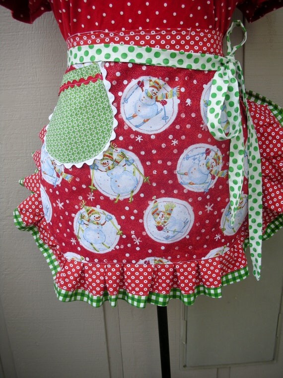 Items similar to Womens Aprons Christmas Aprons Frosty the Snowman Christmas Aprons Etsy