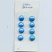 Set of 8 Glass Buttons 1960s Vintage TURQUOISE BLUE on Original Card 3/8 inch size 8123