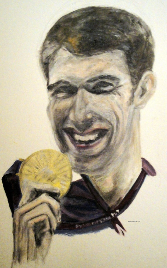 Michael Phelps Greeting Card  (5 x 3) with Envelope Included