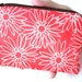 CLEARANCE SALE Coral Coin Purse Zipper pouch Gadget Case Padded Eco Friendly - Flowers on Coral