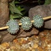 3 Sea Urchin porcelain beads for necklace or jewelry creations in slate cactus green - by Earth N Elements Pottery