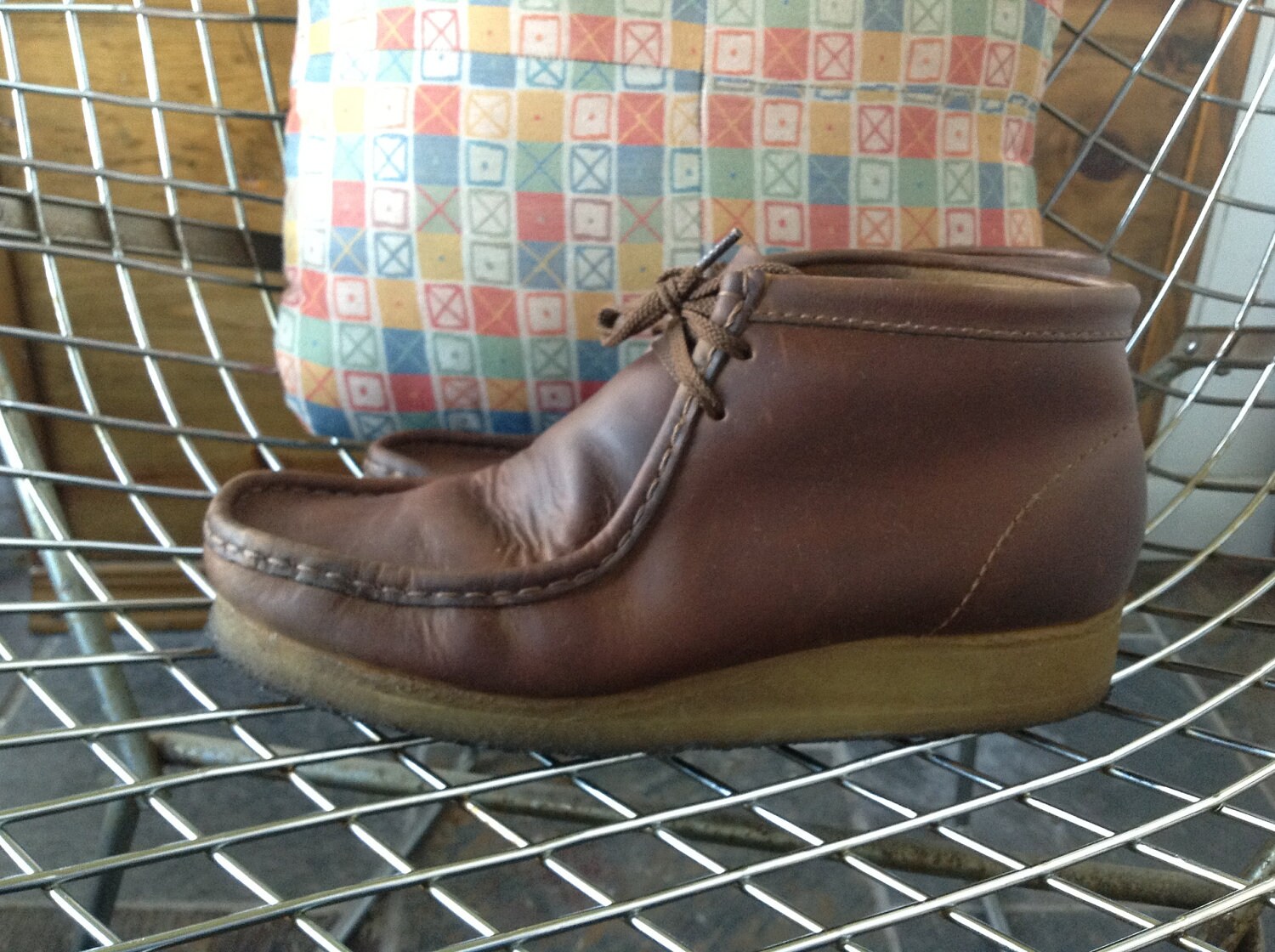 brown leather wallabees