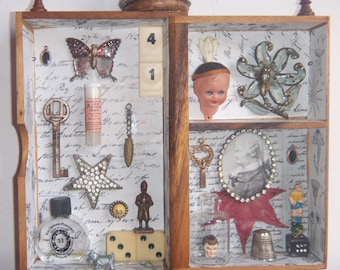 Original Assemblage Art Recycle 3D Salvage Collage Art - 41 - 1043