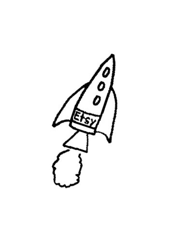 CLEARANCE Etsy Rocket Ship Rubber Stamp rocketship