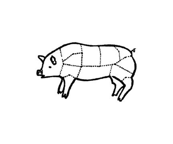 Pig meat cutting chart Rubber Stamp