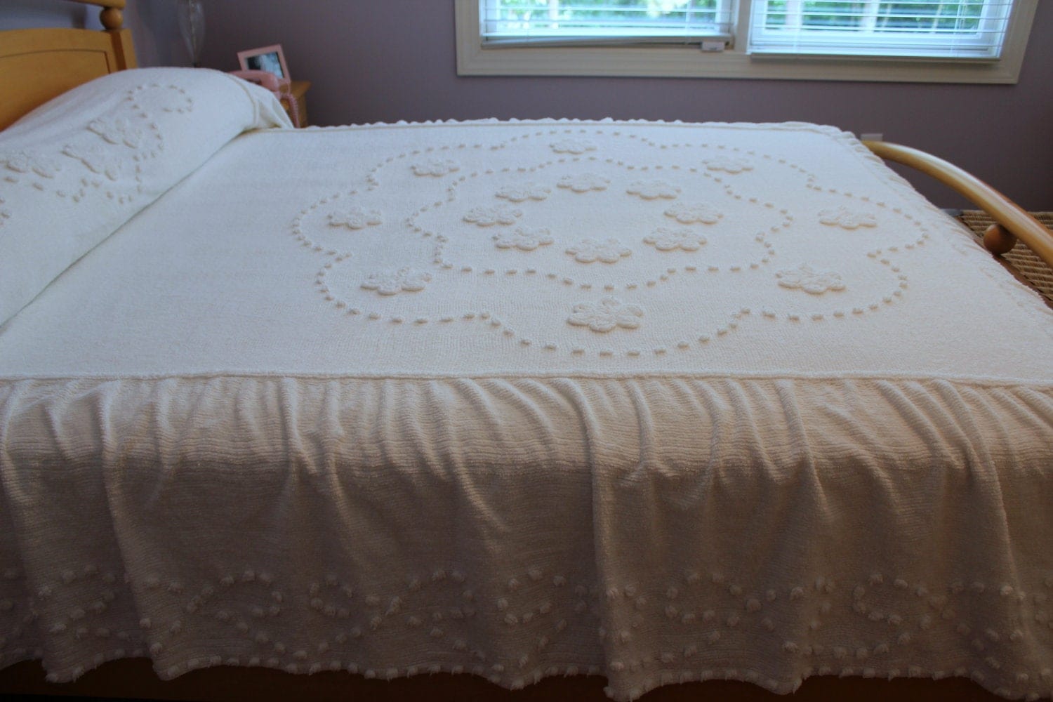 Reserved Vintage Chenille Bedspread White Super Soft
