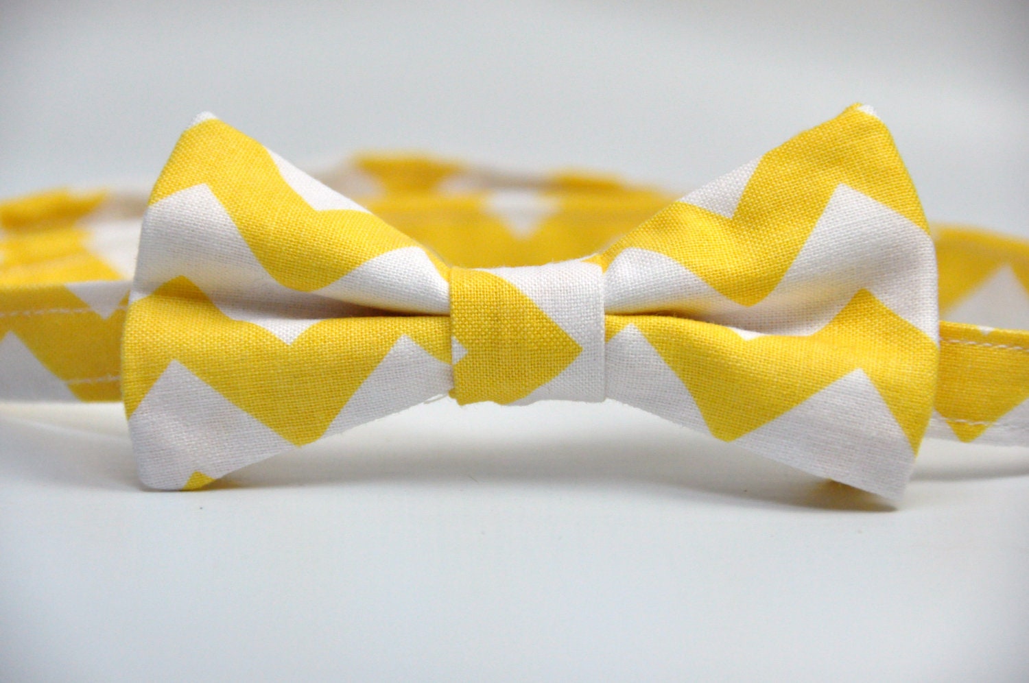 Boy's Bow Tie Yellow and White Chevron Bowtie