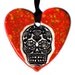 Day of the Dead Ceramic Heart Necklace in Red