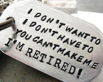 Retirement Keychain, rounded aluminum dog tag, antique copper split ring, going away gift for co-worker or colleague, saying goodbye