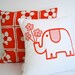 SALE Screen Printed Retro Elephant Cushion Pillow by Jane Foster