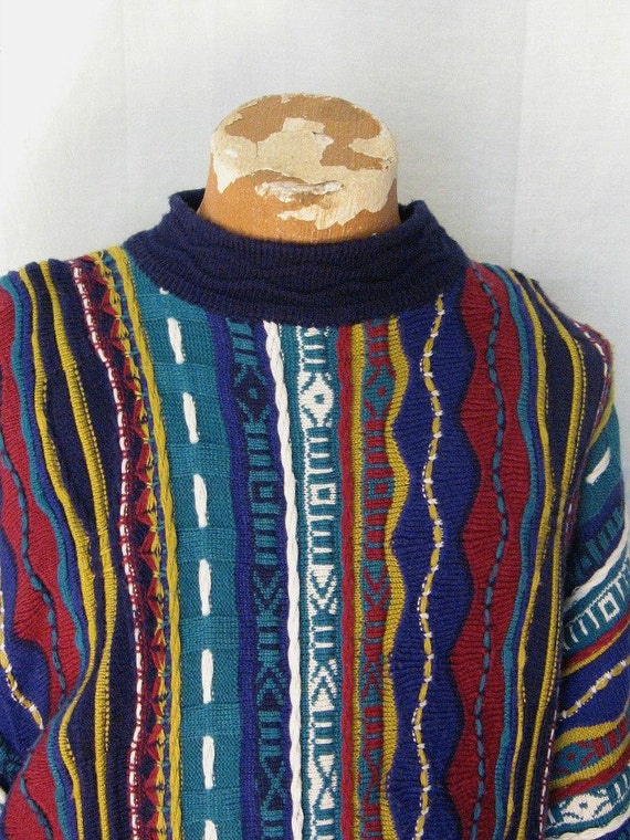 Vtg Men Sweater/ Vibrant Multi Color Coogi Style SZ 3XL