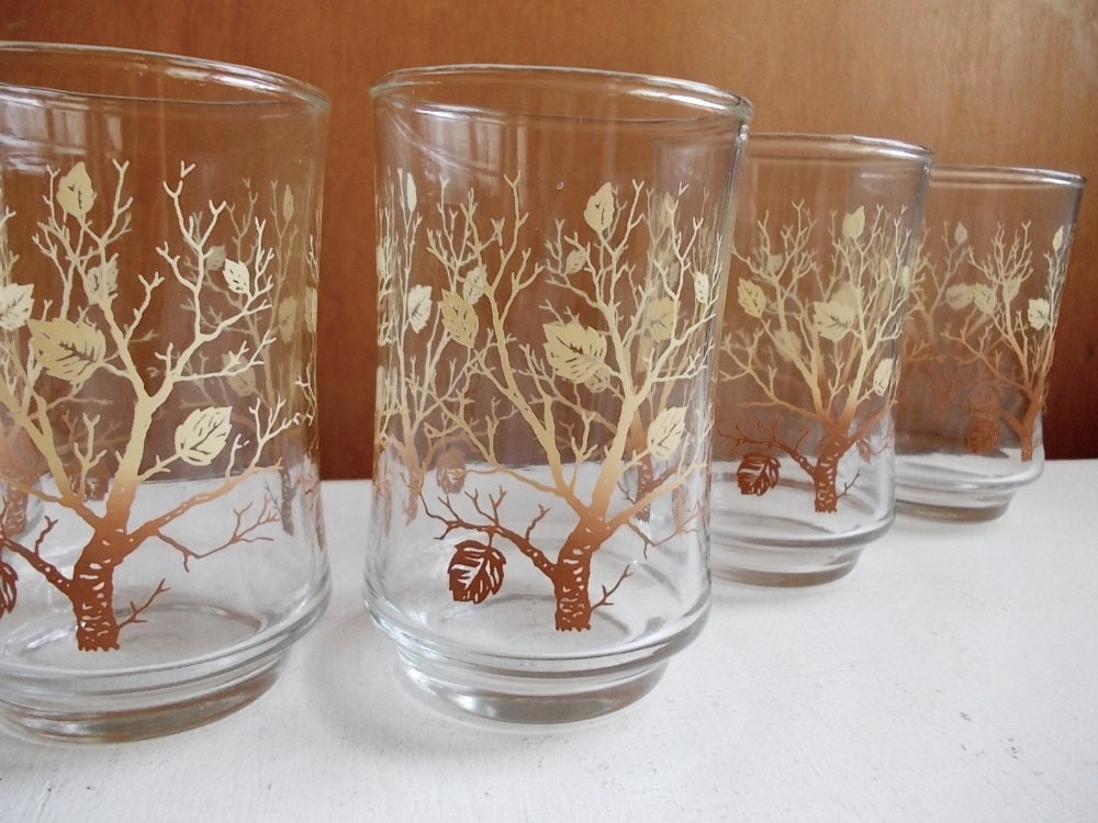 Set Of 6 Small Vintage Juice Glasses Drinking Glasses Brown   Il Fullxfull.365404646 Cd1z 