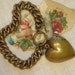 Vintage Big Brass Heart Charm Bracelet
