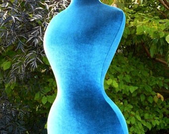 Wasp Waisted Mannequin Velvet Dress Form Sewing Corset Display Bust - Teal