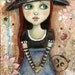 Witch Halloween Original Mixed media painting 6 x 12