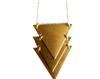 Kinetic Brass Chevron Necklace