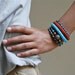 Wrap Crochet Cuff Bracelet in Turquoise Blue, Rusty Brown and Chocolate Brown