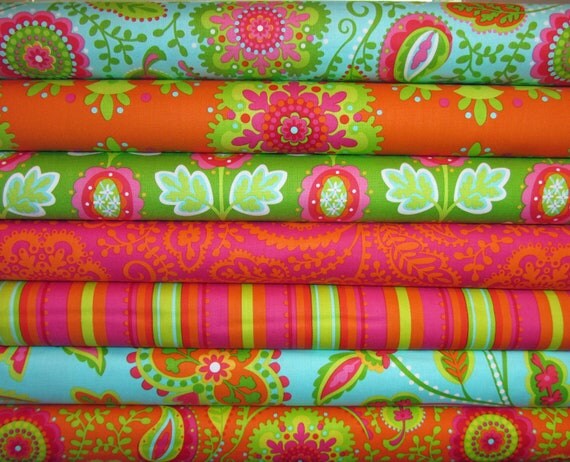 7 Fat Quarters Garden Party Wildflowers by spiceberrycottage