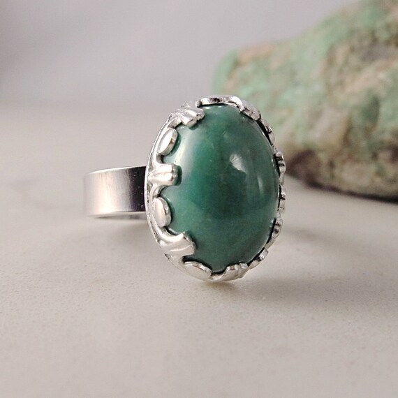 Turquoise ring Sterling Silver teal gemstone by BarronDesignStudio