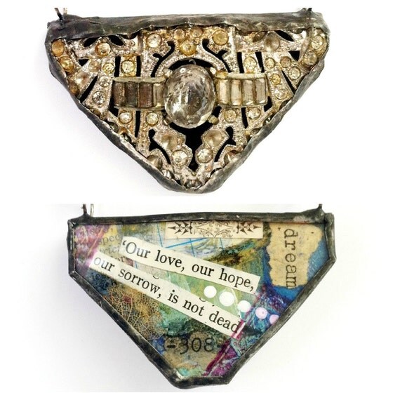 Collage Art Necklace Vintage Assemblage Jewelry One Of A