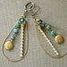 Adrienne.large vintage brass hoop charm earrings. Tiedupmemories