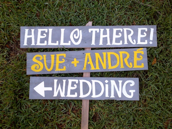 Wedding Signs on MARTHA STEWART Weddings. painted Wood Reception Decorations. Grey And Yellow Outdoor Wedding Decorations. Rustic Wedding