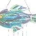 WIND CHIME Fused GLASS " Beautiful Fish Obsession" lots of dichroic sparkle blues purple and greens