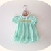 Vintage Sea Green Floral Smocked Dress
